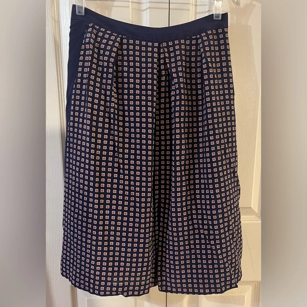 Madewell 100% Silk Ascot Geo Printed Lined Midi Skirt Size 2